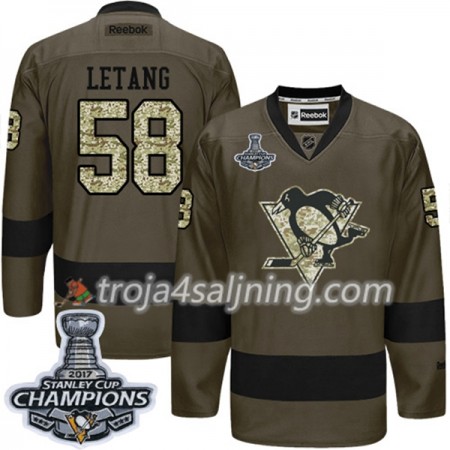 Pittsburgh Penguins tröja Kris Letang 58 Adidas 2017-2018 Camo Grön 2017 Stanley Cup Champions Authentic - NHL Tröjor Herr